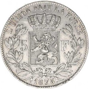 Belgie, Leopold II.(1865-1909), 5 Francs 1873 KM 24, dr. hr.