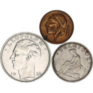 Belgie, Leopold III.(1934-1950), 20 Francs 1935 - BELGIQUE; +1 Franc 1922; +50 Centimes 1959