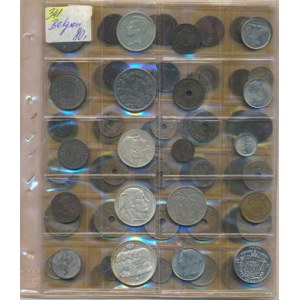 Belgie, konvolut, 80 kusů mincí obecný kov +Ag z let 1861-1971 (2 Centimes-100 Fr.)