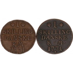 Dánsko, Christian VII. (1766-1808), 1 Skilling 1771 KM - obě varianty Cr. 47 2 ks, hr.