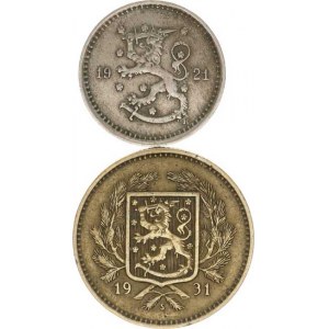 Finsko, 50 Penniä 1921 H; +5 Markkaa 1931 S R KM 26, 31 2 ks