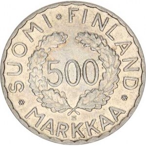 Finsko, 500 Markkaa 1952 H - OH Helsinki KM 35 R Ag 500 12,