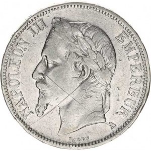 Francie, Napoleon III.(1852-1870), 5 Francs 1867 A KM 799.1, vlas. škrt, hr.