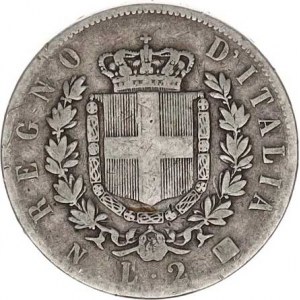 Itálie, Vittorio Emanuele II.(1861-1878), 2 Lire 1863 N BN KM 16,1