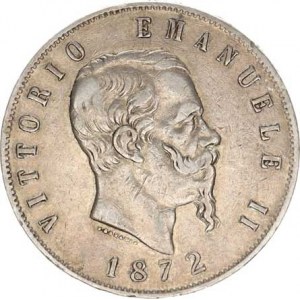 Itálie, Vittorio Emanuele II.(1861-1878), 5 Lire 1872 M/BN KM 8,3 R 24,914g