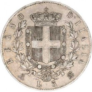 Itálie, Vittorio Emanuele II.(1861-1878), 5 Lire 1872 M/BN KM 8,3 R 24,914g