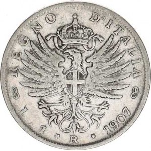 Itálie, Vittorio Emanuele III.(1900-1946), 1 Lira 1907 R KM 32