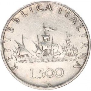 Itálie, 500 Lire 1958 R - Kolumbova loď KM 98