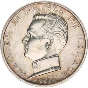 Monako, Rainier III. (1949-), 5 Francs 1966 KM 141 Ag 835 12,00 g