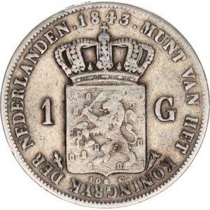 Nizozemí, William II.(1840-1849), 1 Gulden 1843 Schulman 520; | KM 66