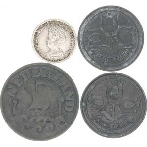 Nizozemí, Wilhelmina I.(1890-1948), 10 Cents 1919, 1942(2x), +25 Cents 1941 4 ks