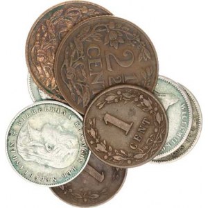 Nizozemí, Wilhelmina I.(1890-1948), 25 Cents 1848, 1890(2x), 1894, +2 1/2 Cent 1916, 1918, +1 Cent