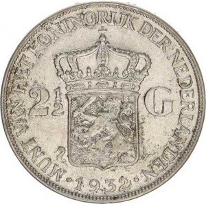 Nizozemí, Wilhelmina I.(1890-1948), 2 1/2 Gulden 1932 KM 165