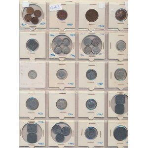 Nizozemí, Wilhelmina I.(1890-1948), Konvolut 33 kusů různých mincí Ag +obecný kov (1 - 25 cents)