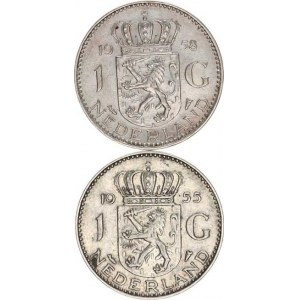 Nizozemí, Juliana (1948-1980), 1 Gulden 1955, 1958 KM 184 Ag 720 2 ks
