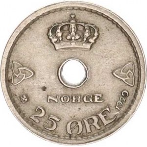 Norsko, Haakon VII. (1905-1957), 25 Öre 1929 KM 384 R