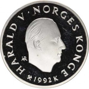 Norsko, Harald V. (1991-), 100 Kroner 1992 K - OH 1994 Lillehammer, lední hokej KM 441