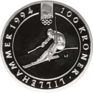 Norsko, Harald V. (1991-), 100 Kroner 1993 K - OH 1994 Lillehammer, slalom KM 450