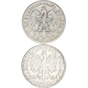 Polsko, (1923-1939), 2 Zlote 1932 - Hedvika, +2 Zlote 1936 - plachetnice 2 ks