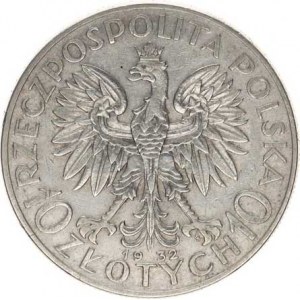 Polsko, (1923-1939), 10 Zlotych 1932 se zn. mincovny - Hedvika