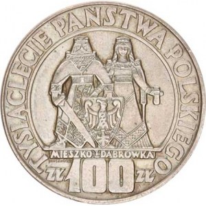 Polsko, (1952-1990), 100 Zlotych 1966 - 1000 let Polska R Y. 57; Parch. 268