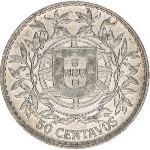 Portugalsko, 50 Centavos 1913 KM 561 Ag 835 12,00 g