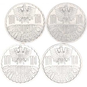 Rakousko, 10 Groschen 1964, 1968 (RR), 1972, 1973 4 ks
