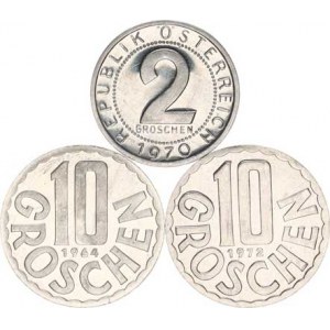 Rakousko, 10 Groschen 1964, 1972; +2 Groschen 1970 3 ks