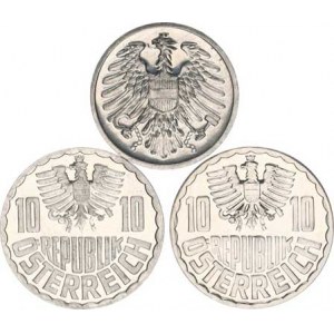 Rakousko, 10 Groschen 1964, 1972; +2 Groschen 1970 3 ks