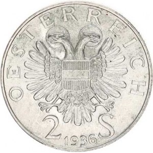 Rakousko, 2 Schilling 1936 - princ Savojský KM 2858
