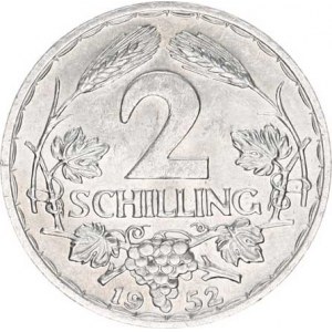 Rakousko, 2 Schilling 1952 KM 2872; Schön 71 RR (pouze 14