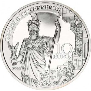 Rakousko, 10 Euro 2005 - 60. výročí 2. republiky KM 3121 (Ag 925 16 g)