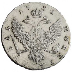 Rusko, Alžběta Petrovna (1741-1761), Rubl 1751 MMD NOVODĚL 25,957 g