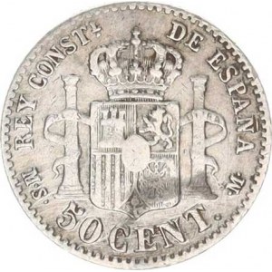 Španělsko, Alfonso XII.(1874-1885), 50 Centimos 1880 MS-M KM 685, just.