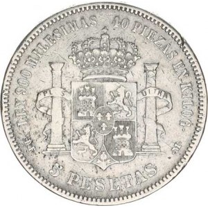 Španělsko, Alfonso XII.(1874-1885), 5 Pesetas 1876 DE-M KM 74, hr., škr., tém.