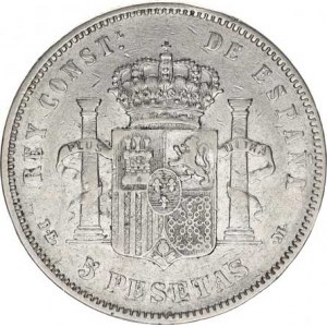 Španělsko, Alfonso XII.(1874-1885), 5 Pesetas 1877(77) DE-M KM 676, rys.
