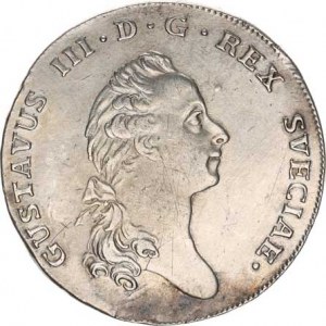 Švédsko, Gustav III. (1771-1792), 1 Riksdaler 1776 OL KM 514 R, v rv. odstr. spona