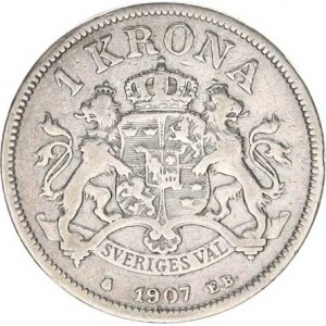 Švédsko, Oscar II. (1872-1907), 1 Krona 1907 EB KM 772
