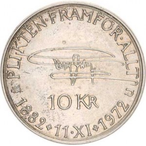 Švédsko, Gustav VI.(1950-1973), 10 Kronor 1972 U - 90. výr. narození KM 847 Ag 830 18,00