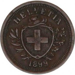 Švýcarsko, 1 Rappen 1889 B RR