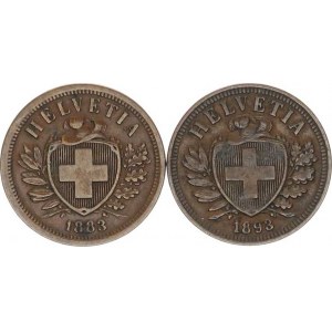 Švýcarsko, 2 Rappen 1883 B, 1893 B 2 ks