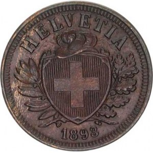 Švýcarsko, 2 Rappen 1893 B