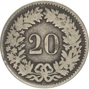 Švýcarsko, 20 Rappen 1851 BB KM 7 RR