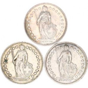 Švýcarsko, 1/2 Francs 1920, 1921, 1951 vše B 3 ks