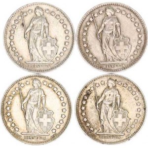 Švýcarsko, 1/2 Francs 1944, 1945, 1951, 1952 vše B 4 ks