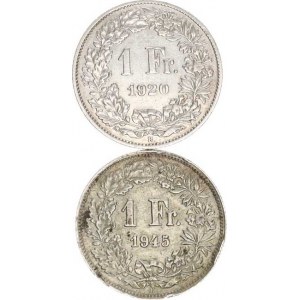 Švýcarsko, 1 Francs 1920, 1945(hry.) oba B 2 ks