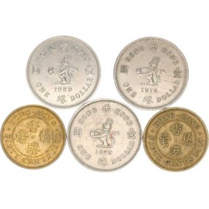 Hong Kong, 1 Dollar 1978, 1979, 1989; +50 Cents 1977, 1980 5 ks