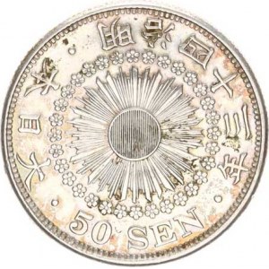 Japonsko, Mutsuhito (1867-1912), 50 Sen rok 43 (1910) Y. 31 Ag 800 10,10 g