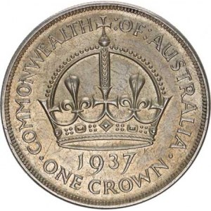 Austrálie, George VI. (1936-1952), 1 Crown 1937 KM 34 Ag 925 28,312 g, zc. nep. rys.