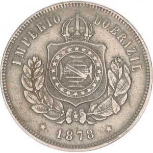 Brazilie, Pedro II. (1831-1889), 200 Reis 1878 (CuNi) KM 478